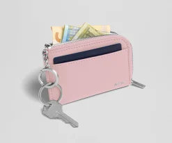 Zip Card Case in Glacial Pink